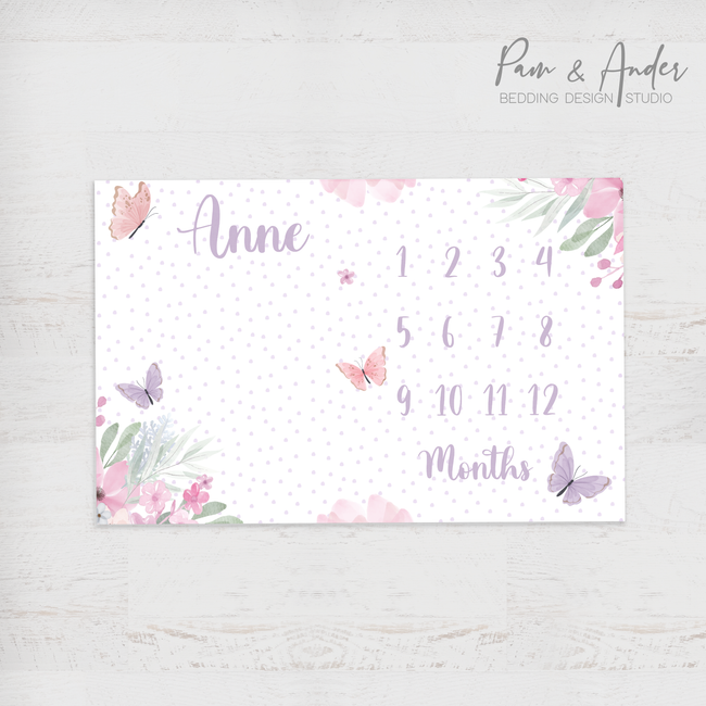 Purple Butterfly Milestone blanket Hover Image
