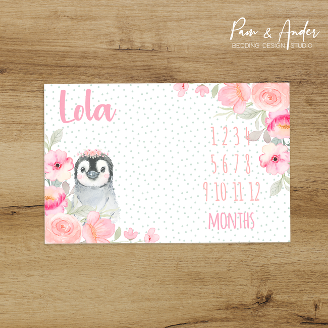 Penguin Girl Milestone blanket Hover Image