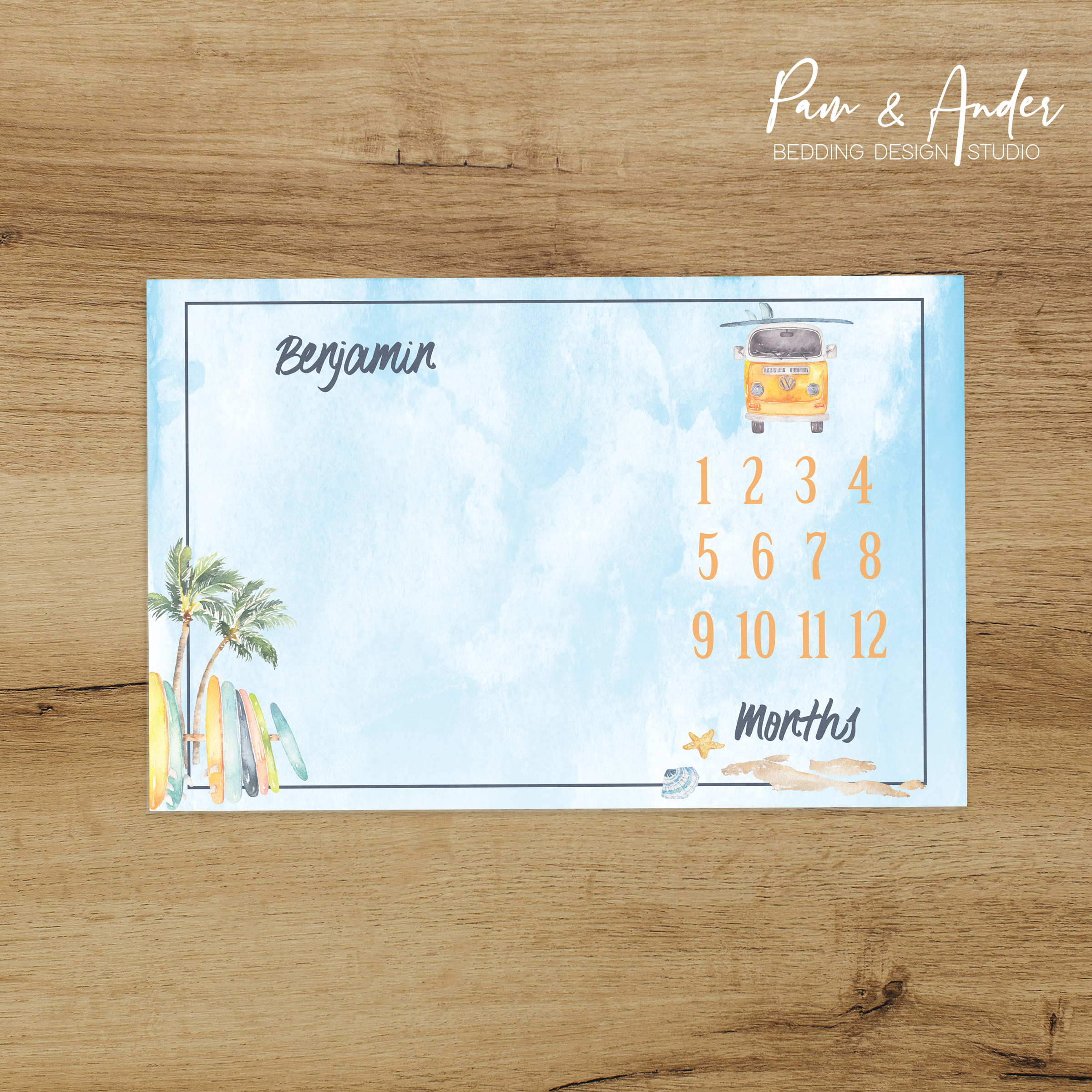 Surf Boy Milestone blanket