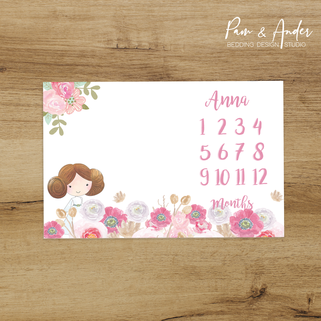 Blue Star Wars Girl Milestone blanket Pam and Ander