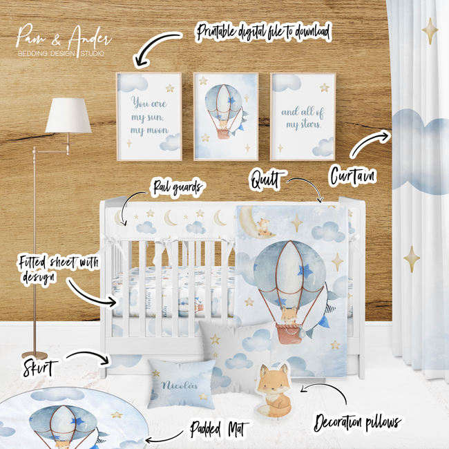 Hot Air Balloon Boy Crib bedding set Main Image