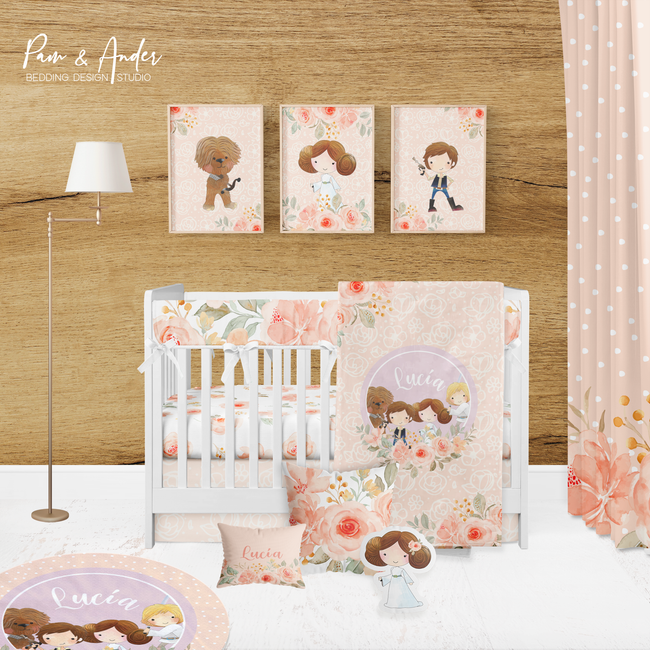 Floral Star Wars Crib bedding set Hover Image