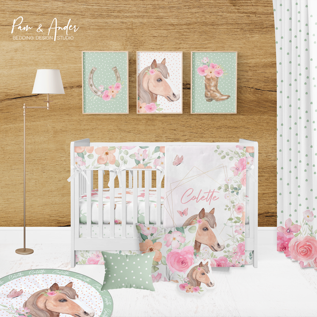 Horse Girl Crib Bedding Set Hover Image