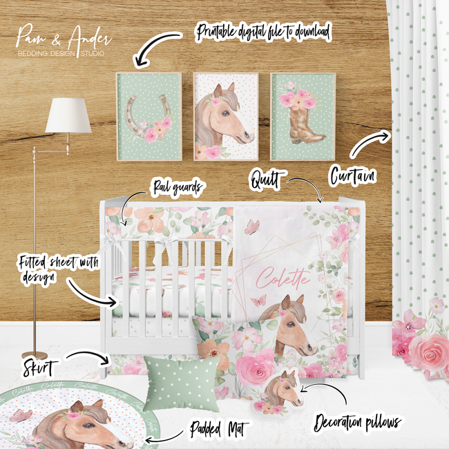 Horse Girl Crib Bedding Set Main Image