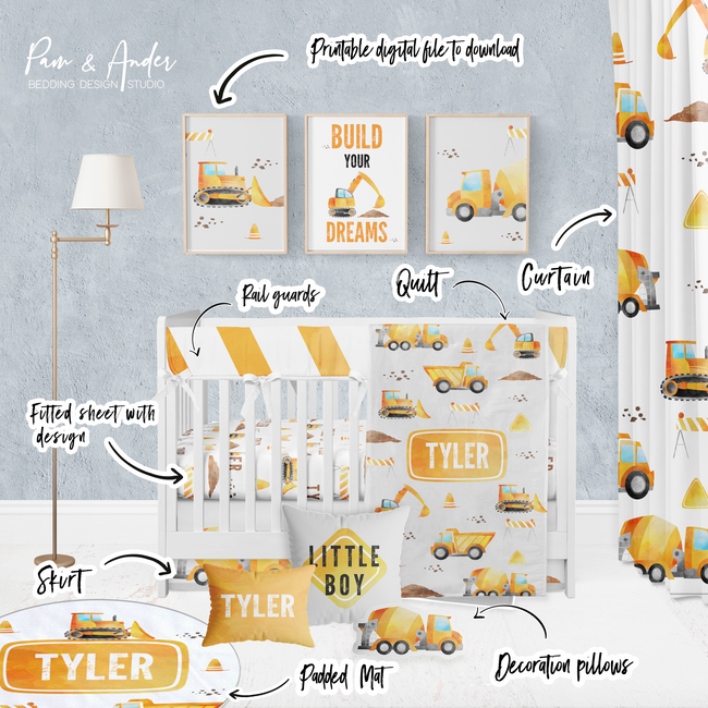 Construction Crib bedding set Main Image