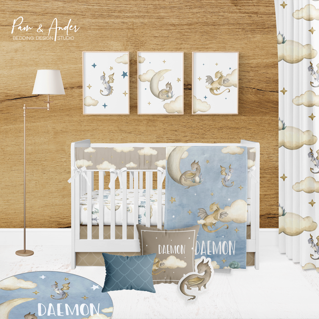 Dragon Crib bedding set Hover Image