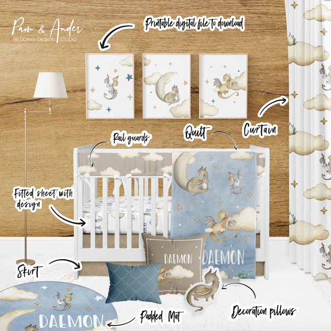 Dragon Crib bedding set Main Image