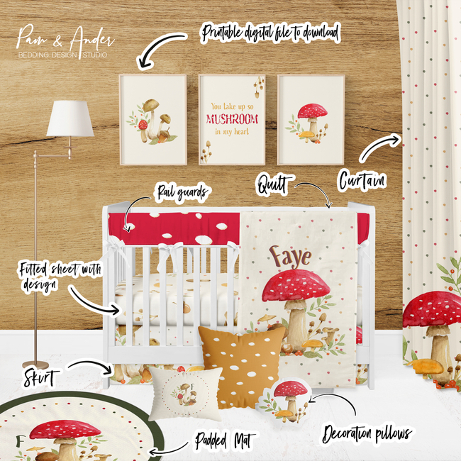 Mushroom Crib bedding set Main Image