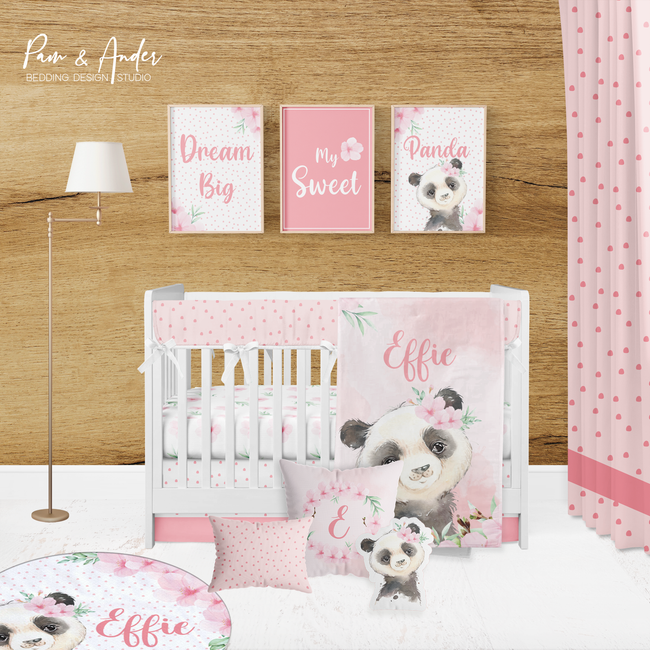 Panda Girl Crib bedding set Hover Image