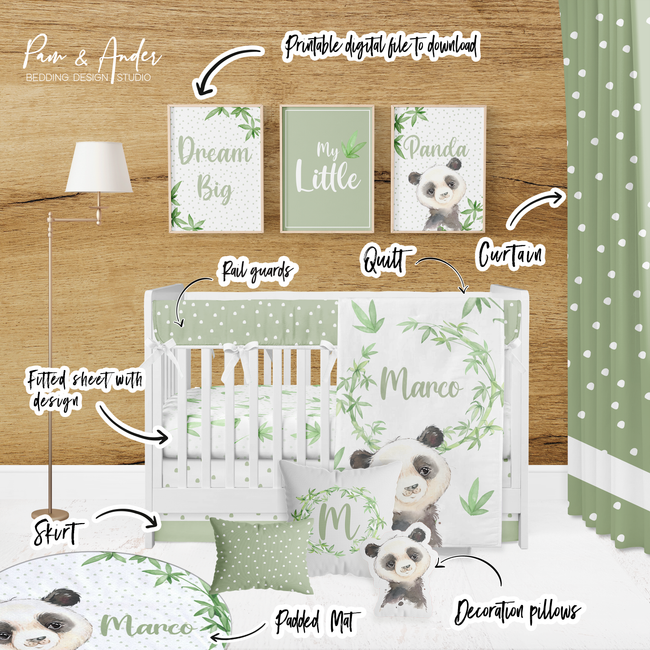 Panda Boy Crib bedding set Main Image