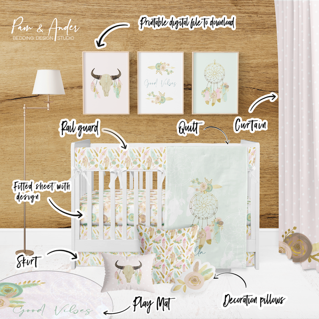 Dreamcatcher Girl Crib Bedding Set Main Image