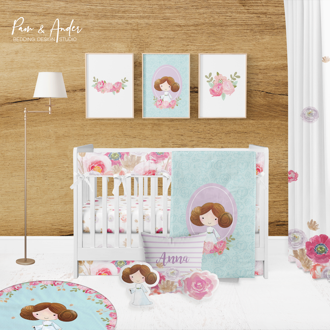 Blue Star Wars Girl Crib bedding set Hover Image