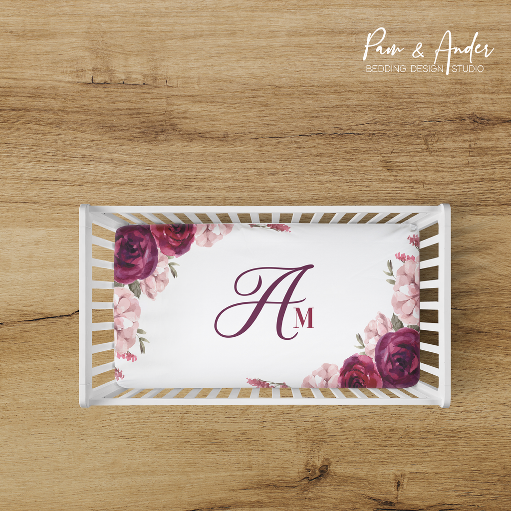 Burgundy Floral Fitted sheet