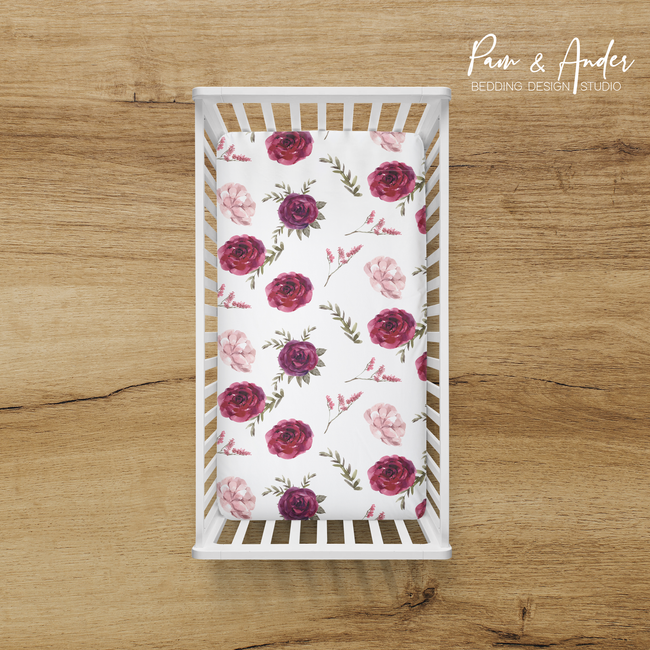 Burgundy Floral Fitted sheet Main Image