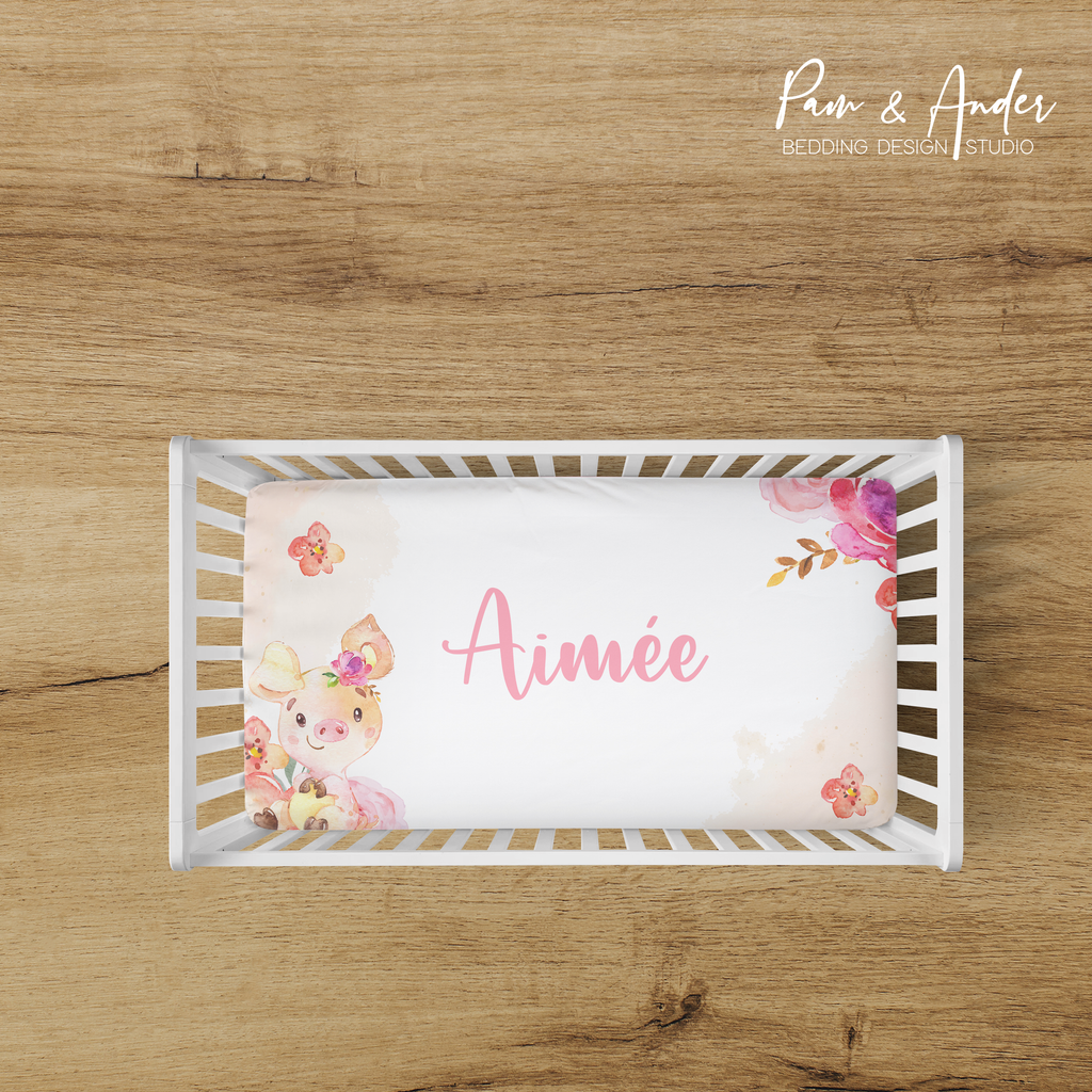 Floral Pig Fitted sheet