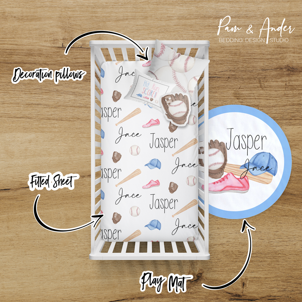 Baseball Crib bedding set Pam and Ander