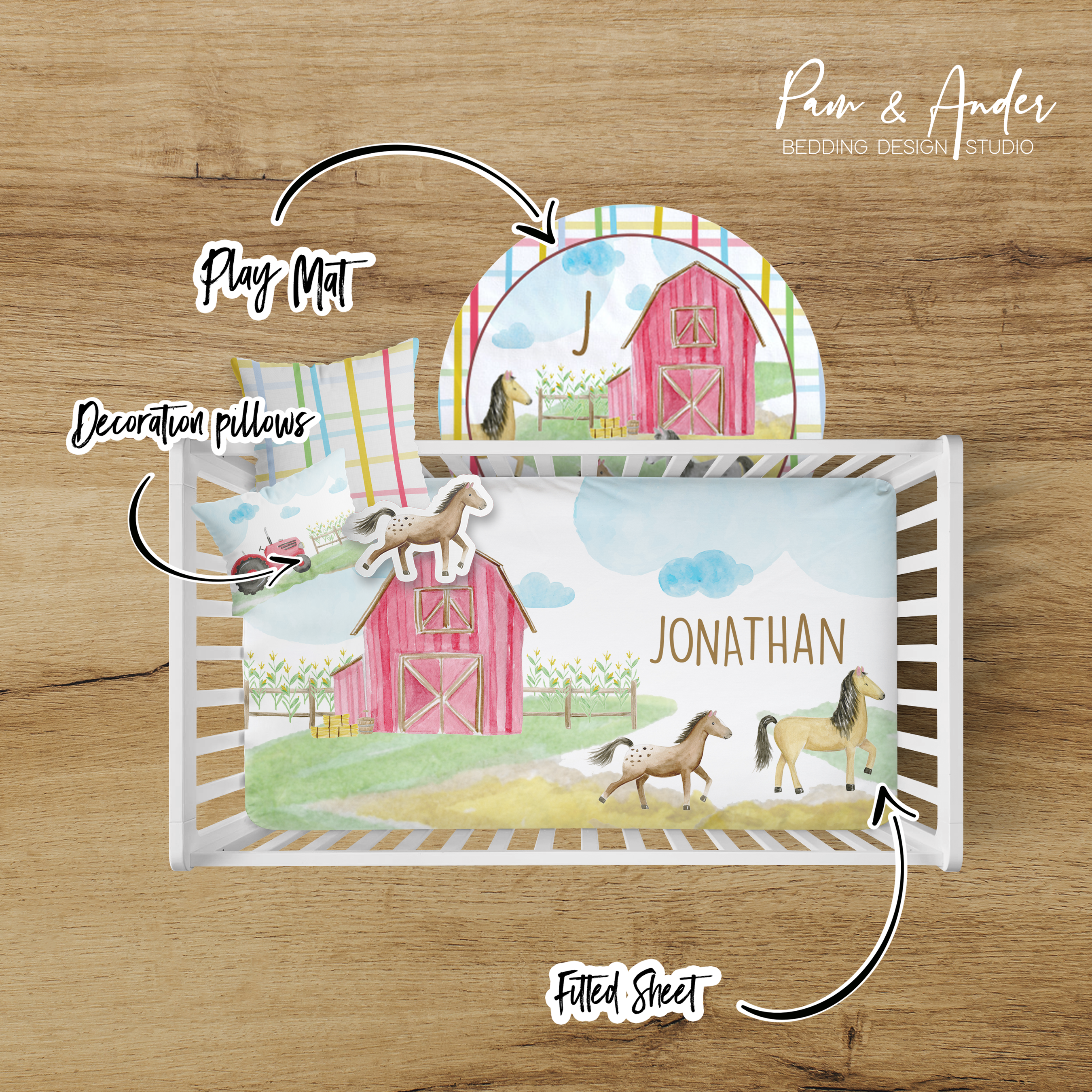 Horse Boy Crib bedding set