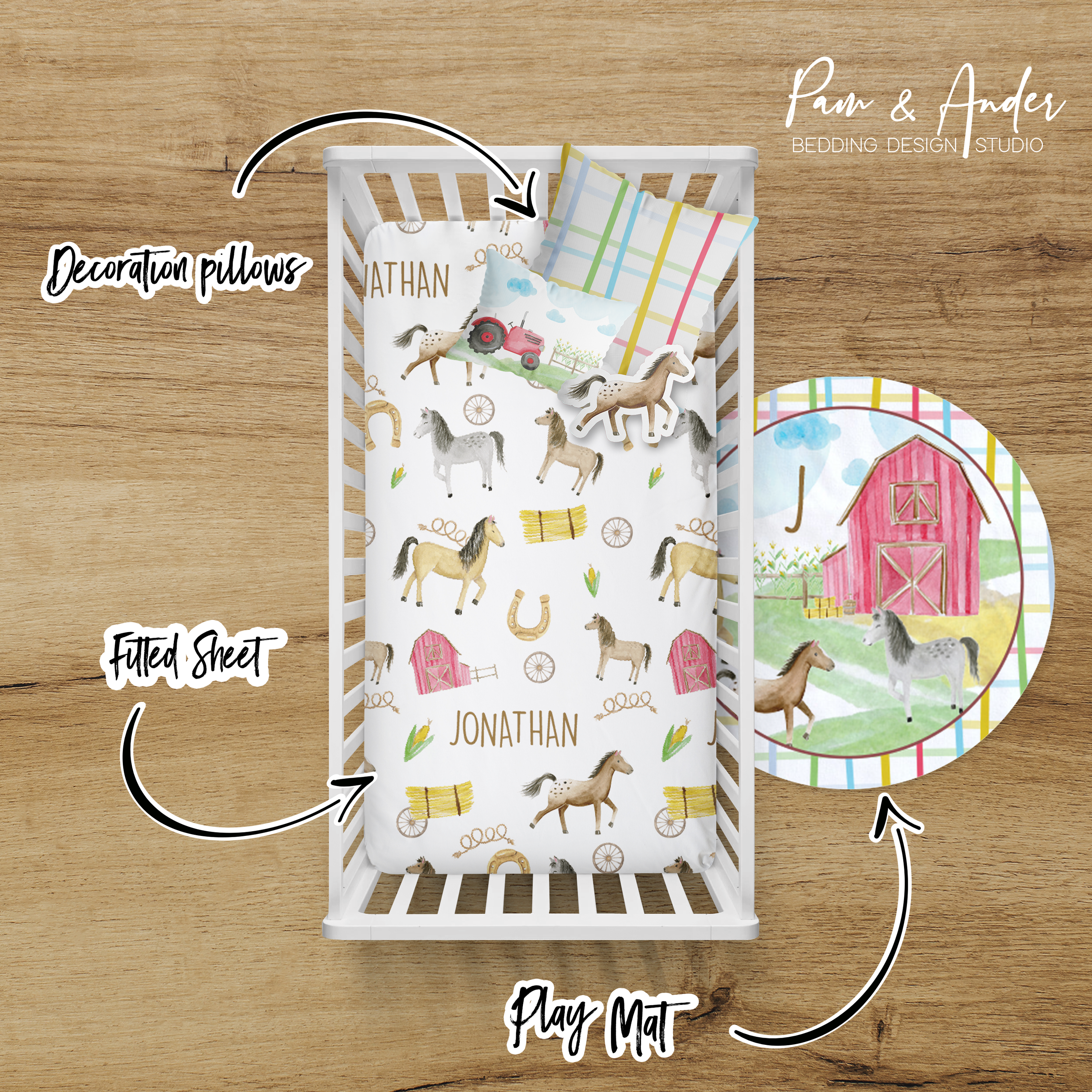 Horse Boy Crib bedding set