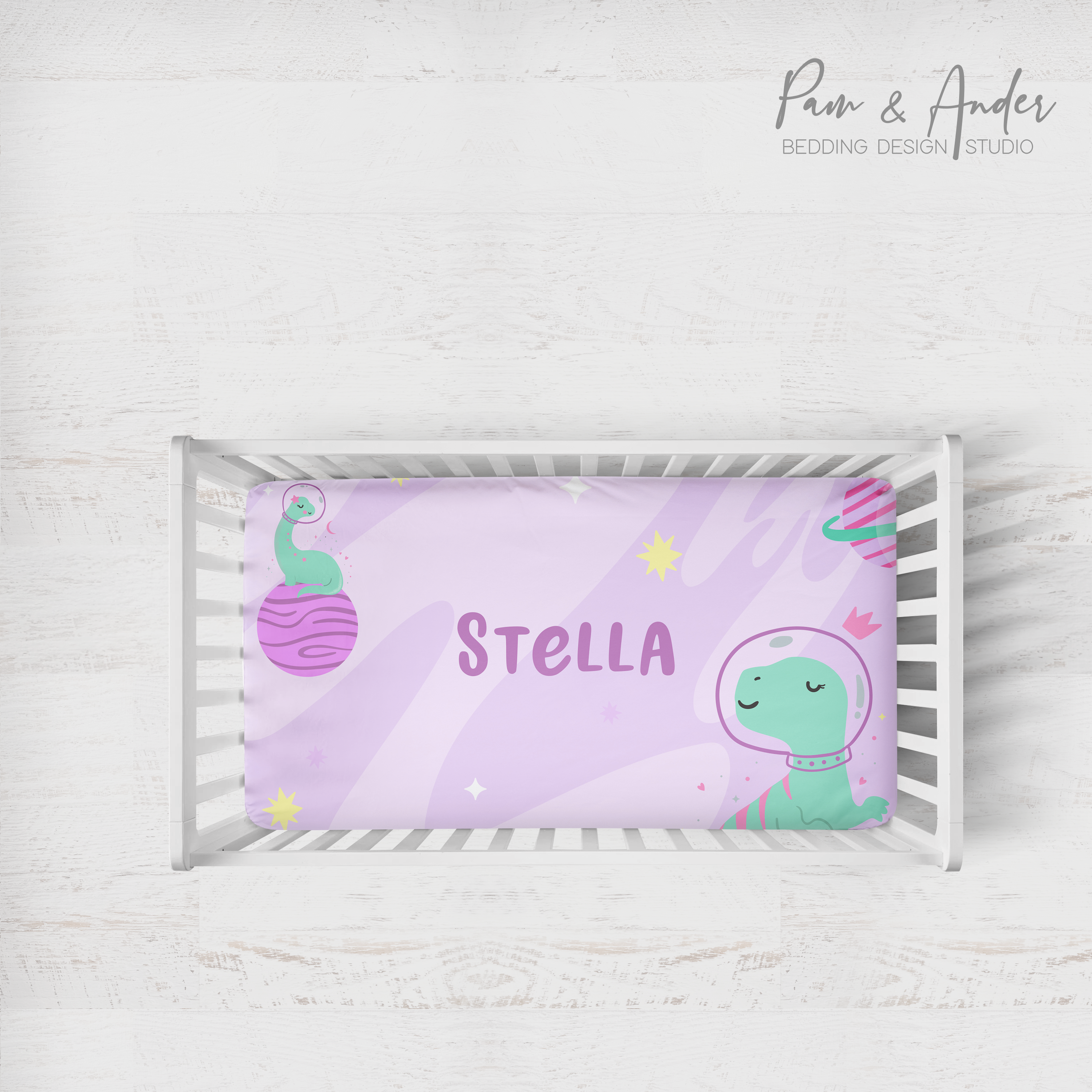 Space Dino Girl Fitted sheet