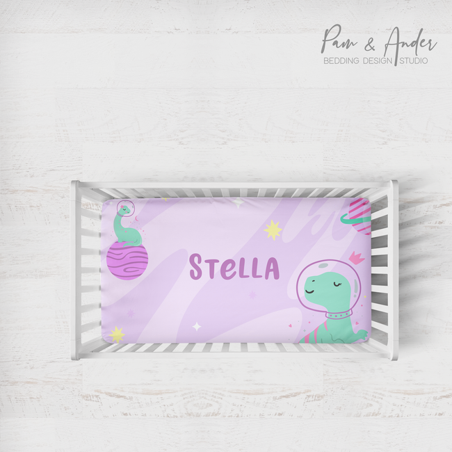 Space Dino Girl Fitted sheet Hover Image