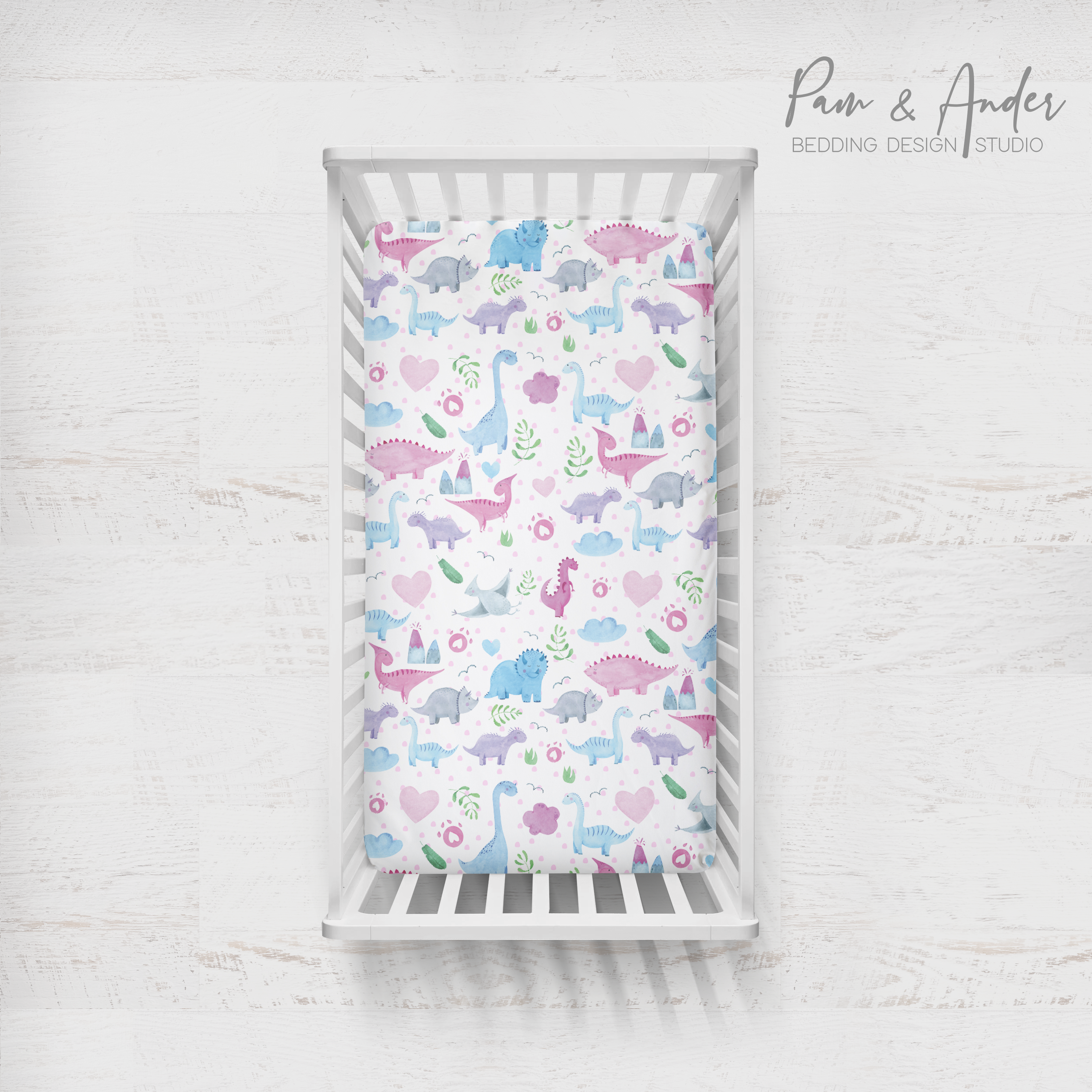 Pink Dinosaur Fitted sheet