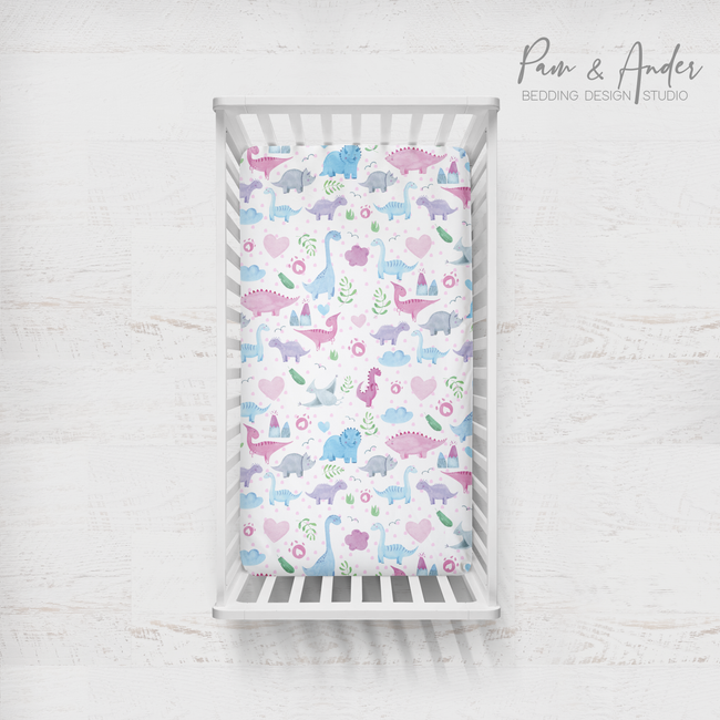 Pink Dinosaur Fitted sheet Main Image