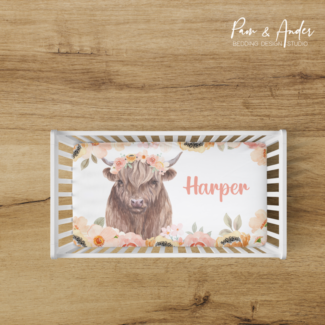 Highland Cow Girl Fitted sheet Hover Image