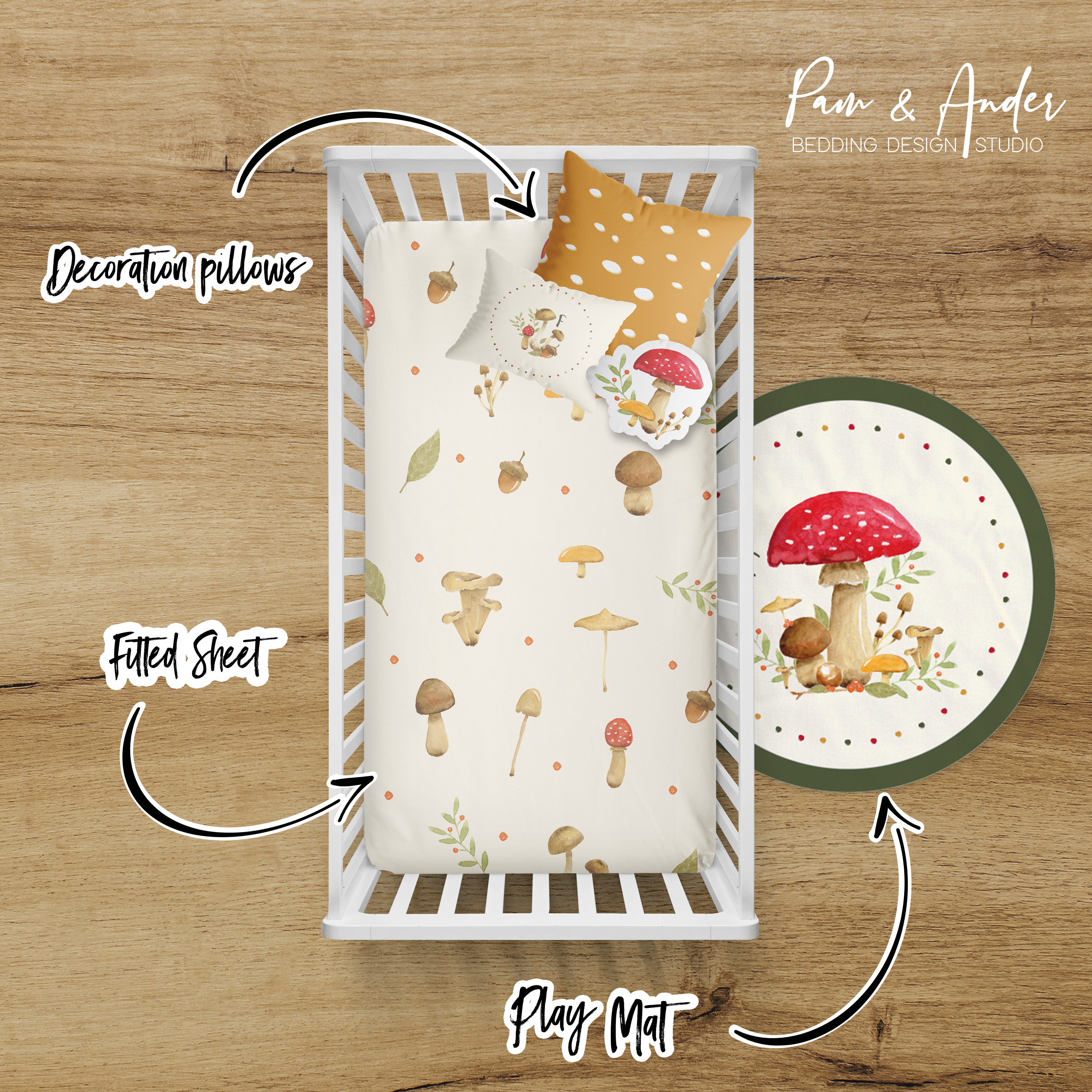 Mushroom Crib bedding set