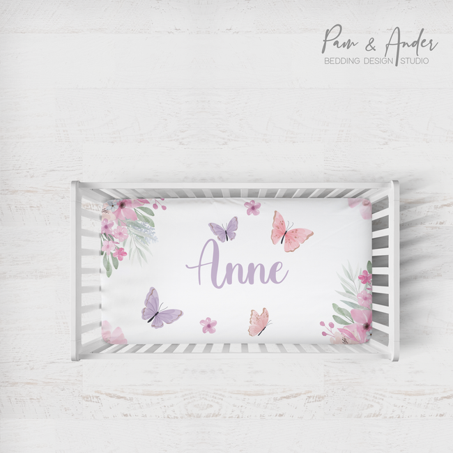 Purple Butterfly Fitted sheet Hover Image