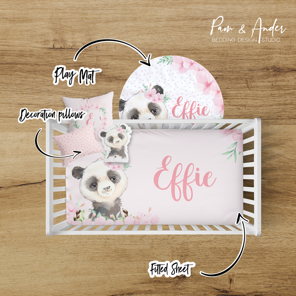 Panda Girl Crib bedding set