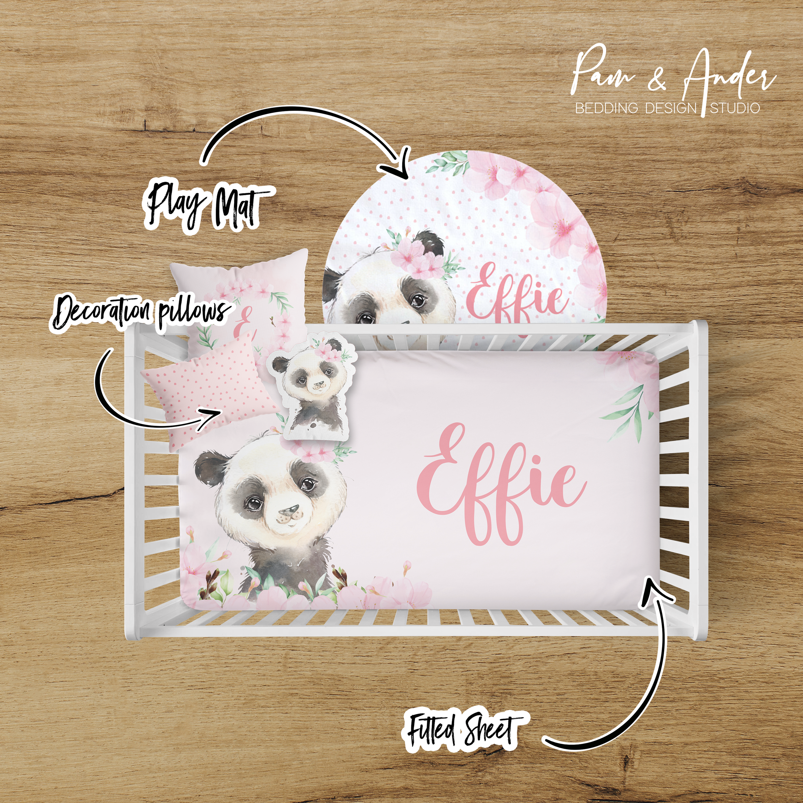 Panda Girl Crib bedding set