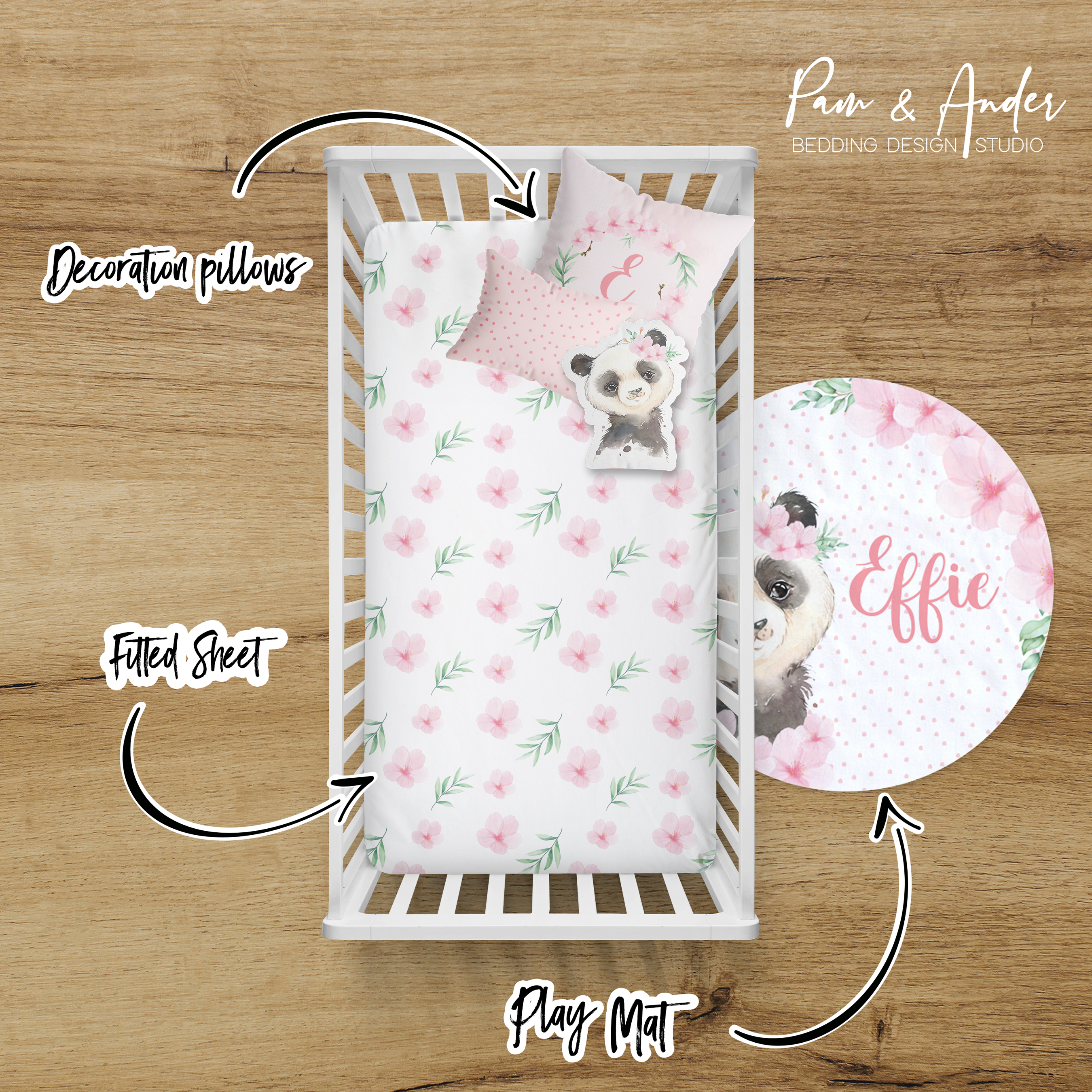 Panda Girl Crib bedding set