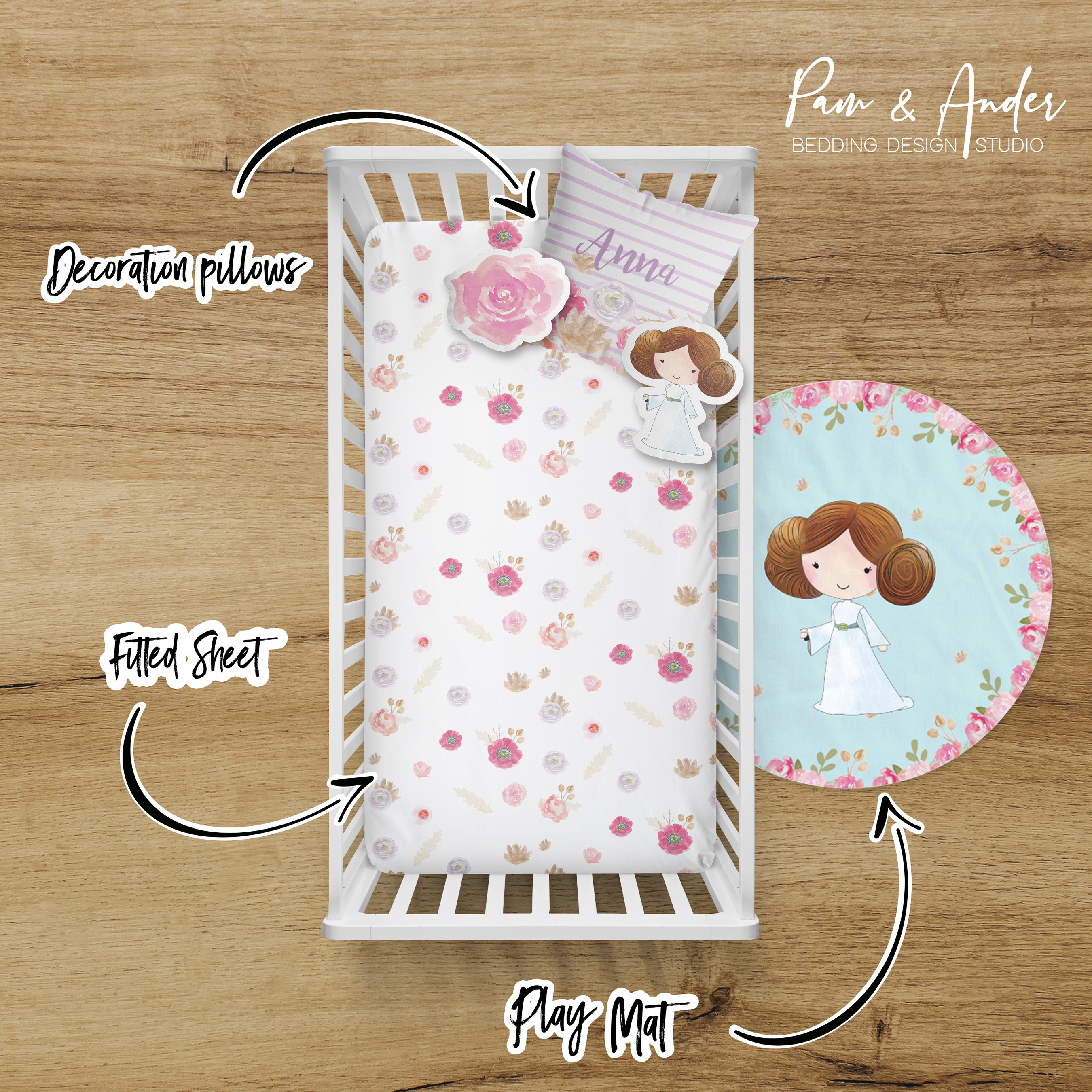 Blue Star Wars Girl Crib bedding set