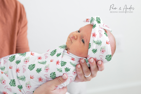 Tropical Flowers Baby Girl Swaddle Set