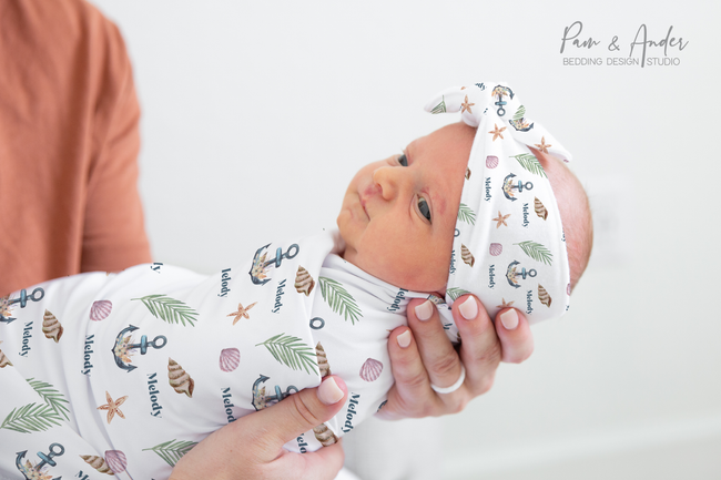 Nautical Baby Girl Swaddle Set Hover Image