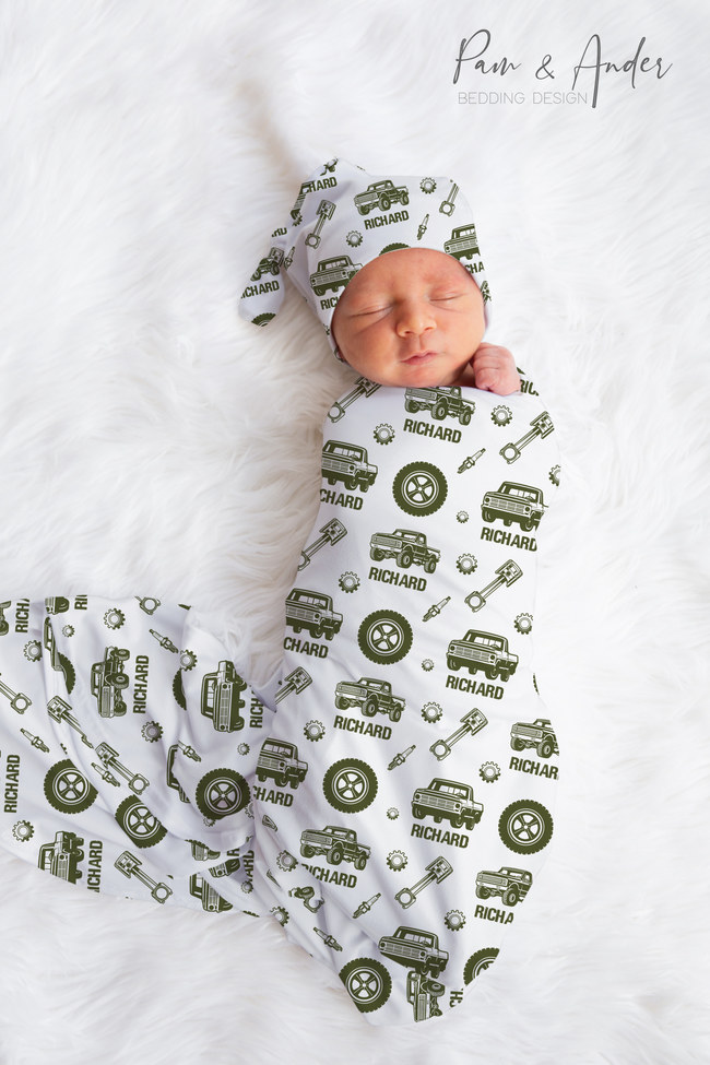 Truck Baby Boy Swaddle Set Hover Image