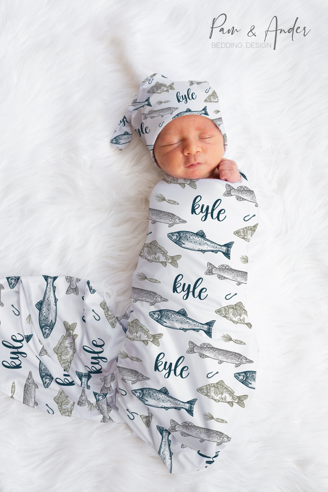 Fishing Baby Boy Swaddle Set Hover Image