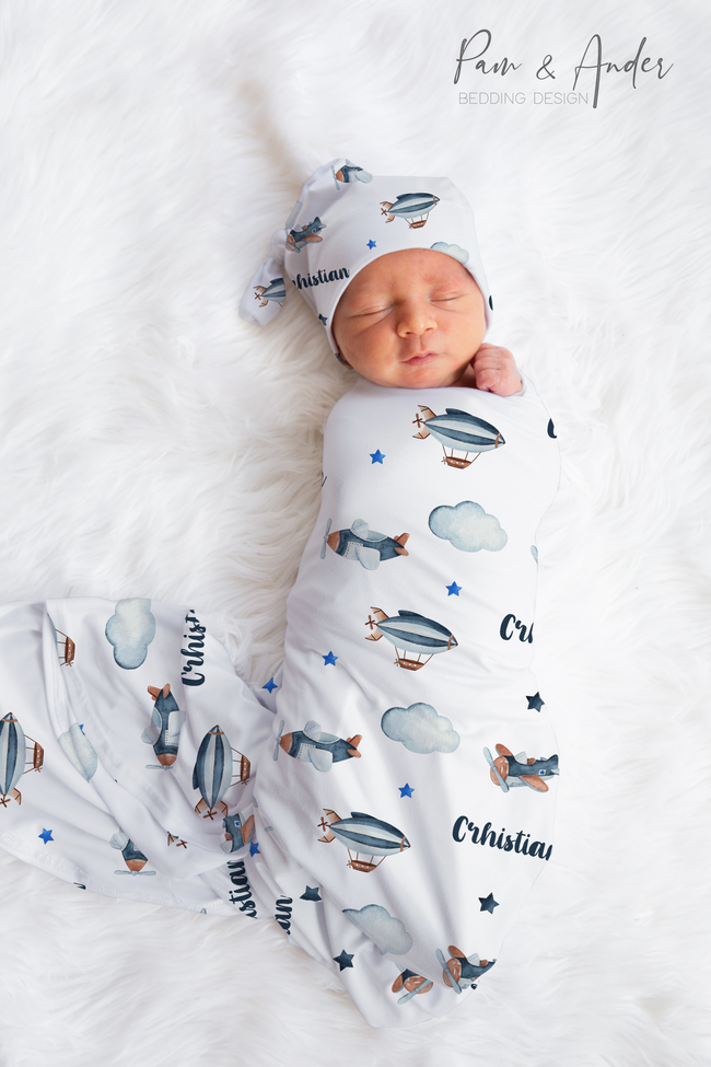 Plane Boy Swaddle Set Hover Image