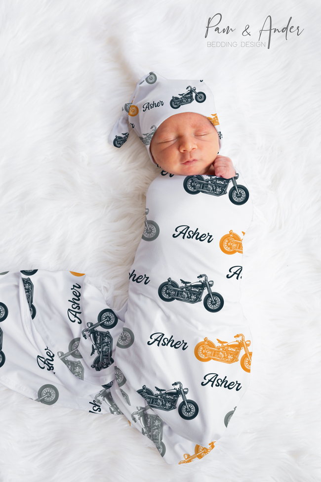 Motorbike Baby Boy Swaddle Set Hover Image