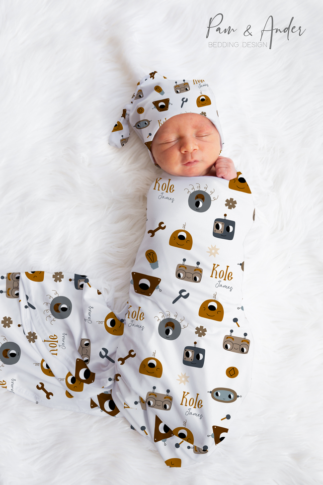 Robots Baby Boy Swaddle Set Hover Image
