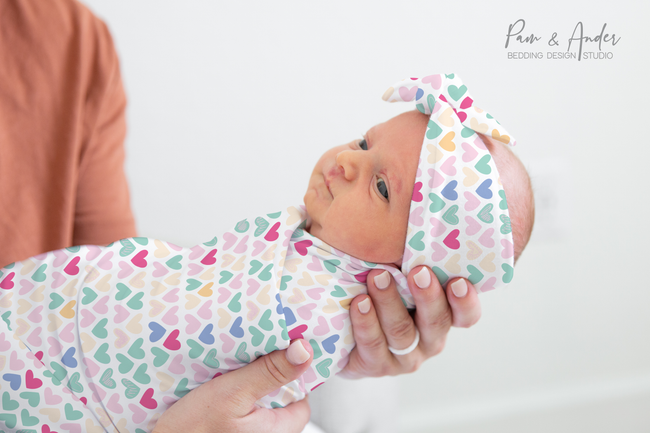 Hearts Baby Girl Swaddle Set Hover Image