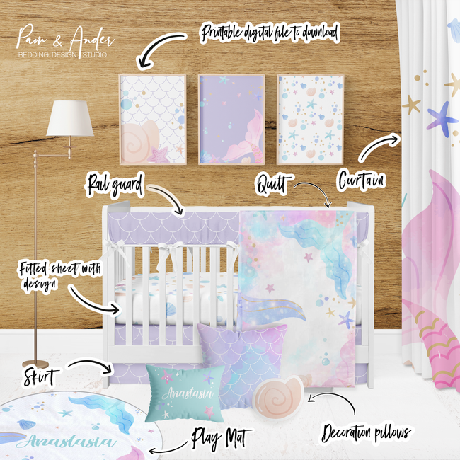 Mermaid Tails Crib bedding set Main Image