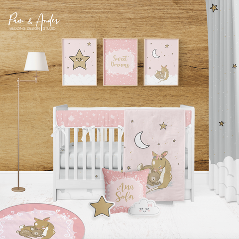 Deer Girl Crib bedding set
