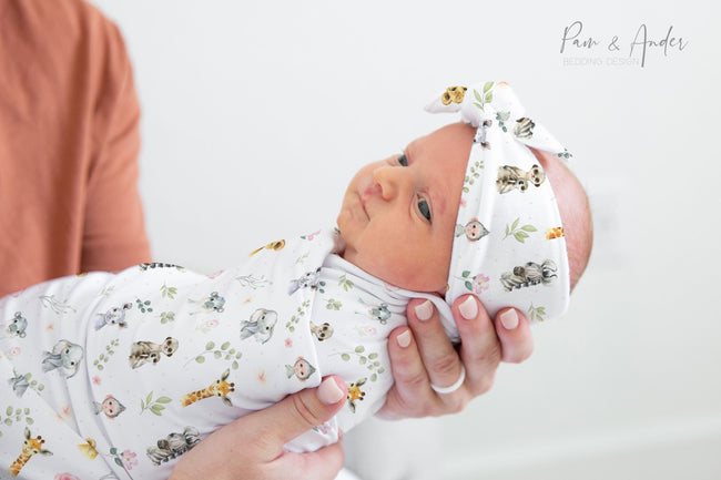 Safari Baby Girl Swaddle Set Hover Image