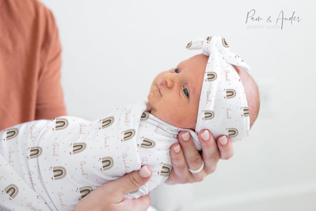 Pink Rainbow Baby Girl Swaddle Set Hover Image