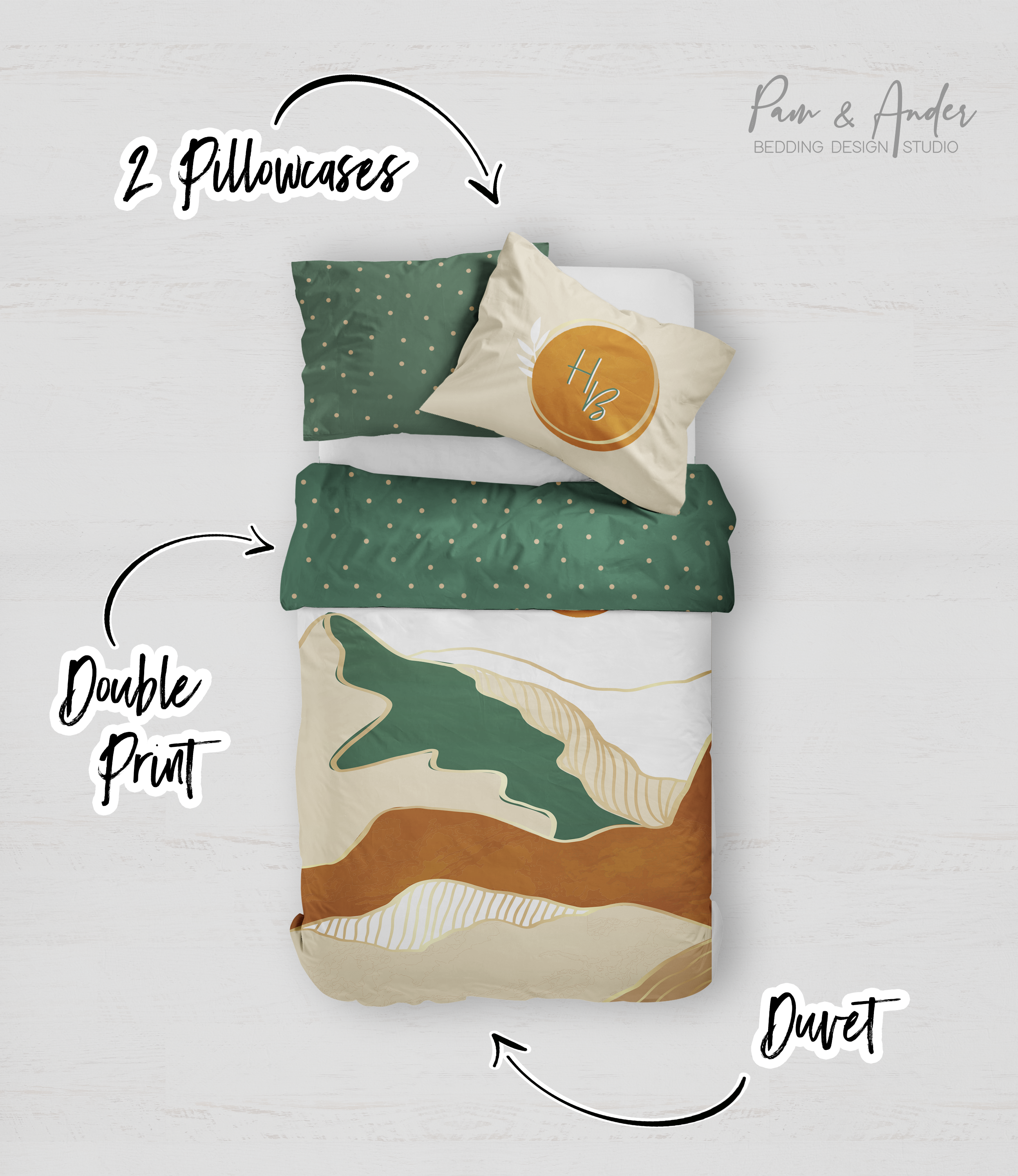 Boho dessert bedding set