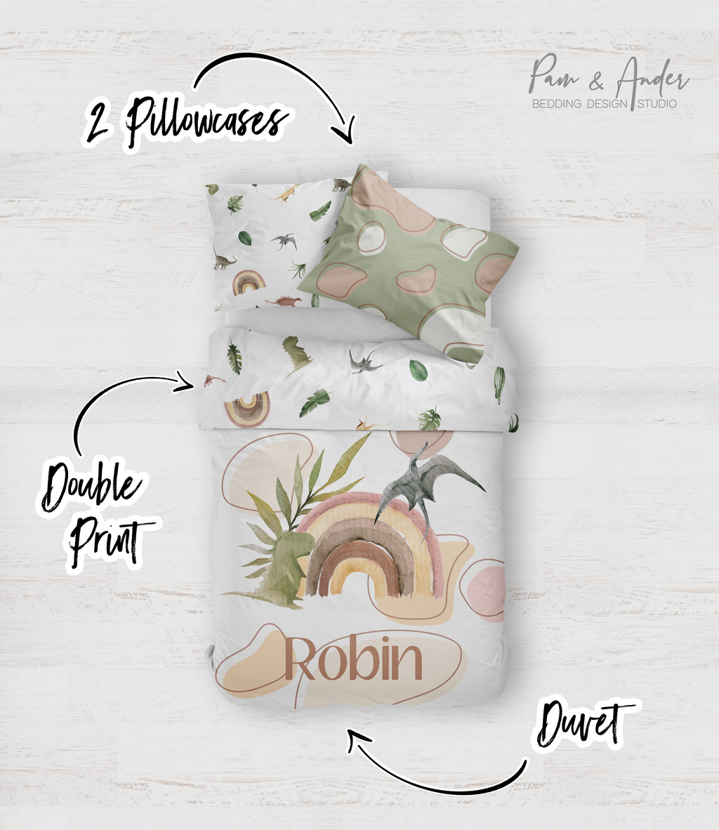 Dinosaur and Rainbows Bedding set