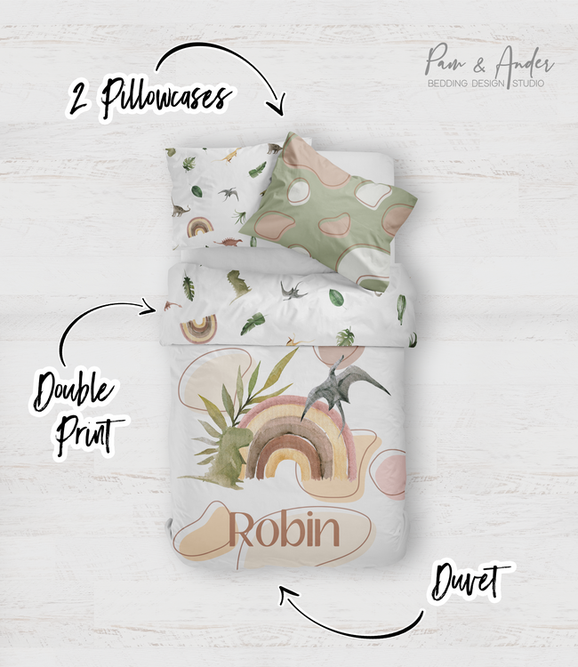 Dinosaur and Rainbows Bedding set Main Image