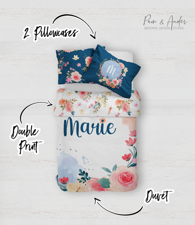 Flowers Blue Bedding set Main Image