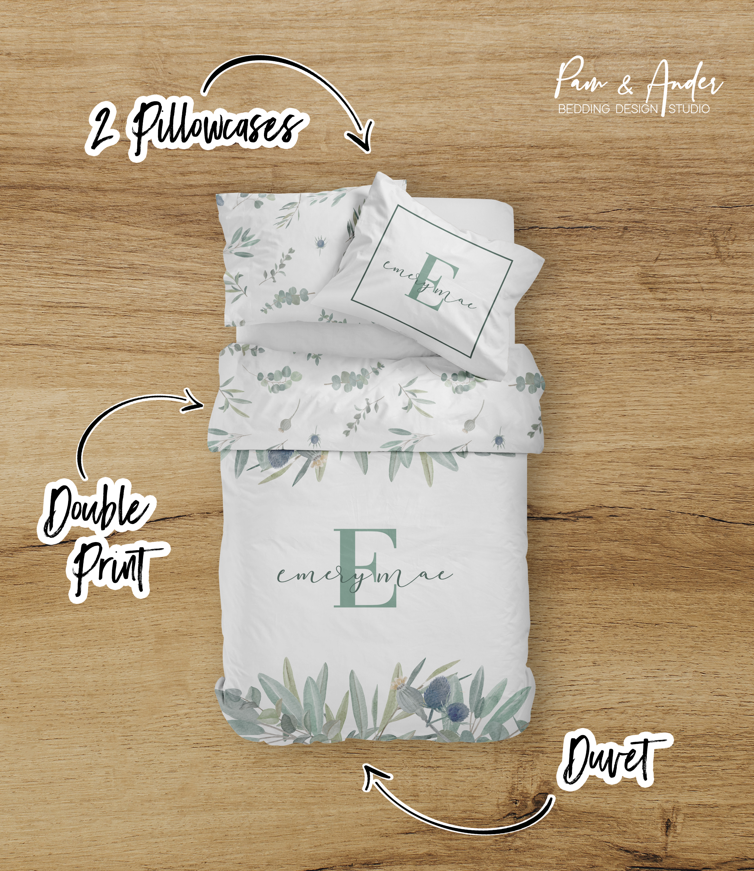 Greenery Emery bedding set